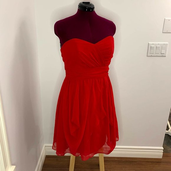 Red Strapless Sweetheart Neckline Short Dress - Picture 3 of 8